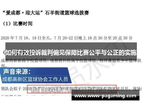 如何有效投诉裁判偏见保障比赛公平与公正的实施
