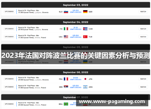 2023年法国对阵波兰比赛的关键因素分析与预测