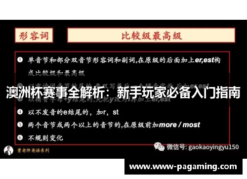 澳洲杯赛事全解析：新手玩家必备入门指南