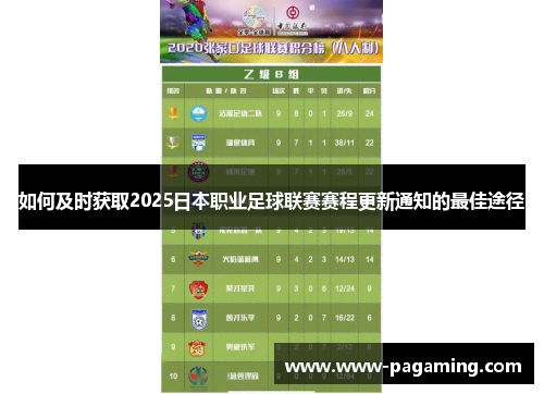 如何及时获取2025日本职业足球联赛赛程更新通知的最佳途径